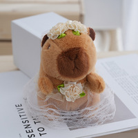 Porte-clés Capybara en Peluche Robe de Mariée, Jouet en Peluche Animal Rembourré, Porte-clés Capybara pour Couple, pour Machine à Griffes