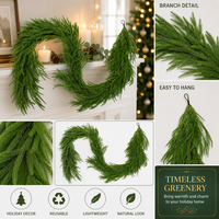 Karangan Bunga Pinus Norfolk Panjang untuk Dekorasi Natal, Hiasan Pintu, Perapian, Tangga, Meja, Perlengkapan Liburan Grosir