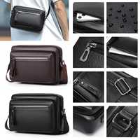 Sac bandoulière homme en cuir PU tendance, imperméable, multi-poches zippées, sangle réglable, sac messager décontracté – Offre Spéciale