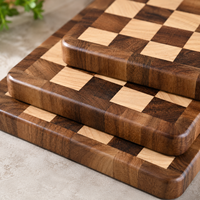 Ensemble de 3 planches à découper en bois d'acacia à grain transversal, motif damier, pour cuisine et boucherie