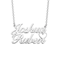 Bijoux personnalisés Collier double nom en argent sterling 925 plaqué or rose
