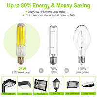 Ampoules à filament LED haute puissance T38 21W E27, super luminosité, remplacement pour ampoule de lampadaire HID