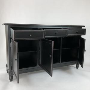 <span class=keywords><strong>Buffet</strong></span> rétro en bois massif noir - 2 tiroirs, 3 portes, avec un grand espace de rangement pour le salon et la chambre à coucher - Product Image 4