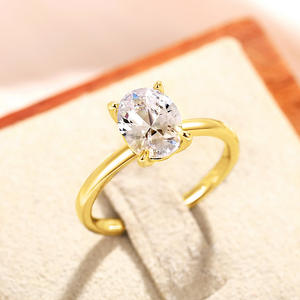 Anillo de Diamante Cultivado en Laboratorio con Corte Ovalado, Oro Blanco, Joyería Clásica de Compromiso para Mujer, Color G, Equivalente a 1 Quilate - Product Image 2