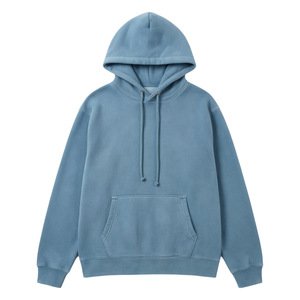2026 Fall/Winter Casual <b>Pullover</b> Hooded Sweatshirt for <b>Men</b> 100% Cotton Denim Blue Oversized Washed Sweatshirt - Product Image 6