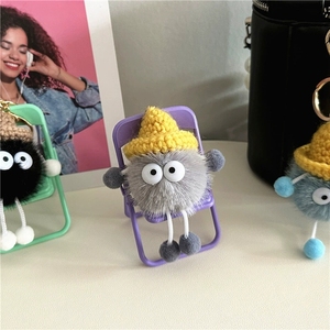 Anillo de Metal dorado negro Sombrero de lana lindo y adorable Bola de carbón pequeña Muñeca de peluche de dibujos animados Juguete Estatuilla Bolsa Colgante Llavero - Product Image 6