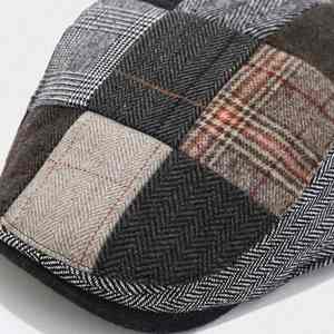 Béret en tweed sergé vintage britannique 2024, casquette Ivy à carreaux patchwork pour hommes, femmes, unisexe, adultes, décontracté, sport, automne, hiver - Product Image 3