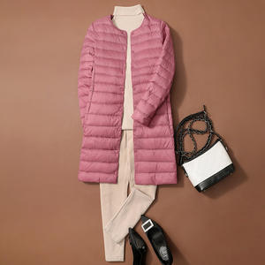 Veste <span class=keywords><strong>longue</strong></span> à col rond d'automne et d'hiver avec <span class=keywords><strong>doudoune</strong></span> mince sans col pour <span class=keywords><strong>femme</strong></span> <span class=keywords><strong>mi</strong></span>-<span class=keywords><strong>longue</strong></span> - Product Image 5