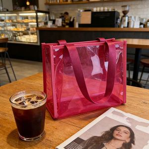 <b>Clear</b> Pvc Tote Large Capacity Fashion Shoulder <b>Jelly</b> Handbag With Custom Logo Shopping Bag - Product Image 4