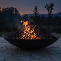 YIJIE Brasero Chauffant Personnalisé pour Jardin, Style Rustique en Acier Corten, Gaz Naturel, Revêtement Poudré, Table de Cuisson Extérieure