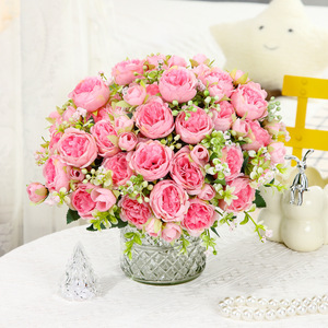 Bouquet di Peonie e Rose in Rayon, Bianco e <span class=keywords><strong>Rosa</strong></span>, per Decorazioni Nuziali, Vendita all'Ingrosso - Product Image 3