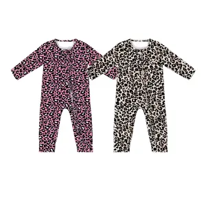 Neonato neonati maschi e femmine senza piede accogliente e comodo leopardo neonato pigiama dormiente pagliaccetto con cerniera