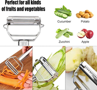Éplucheur multi-pommes de terre en acier inoxydable, double lame, 2 en 1, éplucheur multifonctionnel et ensemble julienne avec plaque à râper