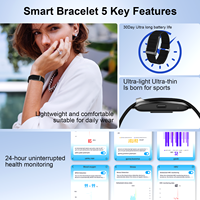 Bracelets intelligents de suivi d'activité et de santé, fréquence cardiaque/tension artérielle continue toute la journée, pour femmes et hommes