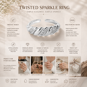 Bague <span class=keywords><strong>Croissant</strong></span> Torsadée en Argent Sterling 925 au Design Original avec Micro-Pavé CZ, Bijoux Tendance Hypoallergéniques pour Femmes, Vente en Gros - Product Image 6