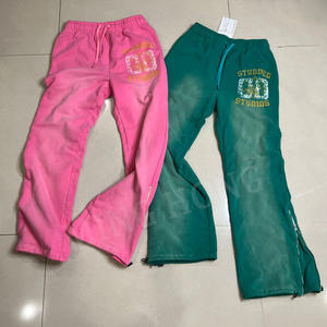 Pantalon de jogging imprimé Dtg personnalisé coton français lourd Streetwear pantalon de survêtement évasé lavé à l'acide - Product Image 3