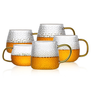 Taza de vidrio martillado con asa de color, taza de té de borosilicato de alta calidad para el té de la tarde para adultos - Product Image 2