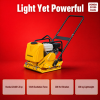 Compacteur de sol vibrant à plaque vibrante Honda GX160 5,5 CV, force d'excitation 18 kN, 100 Hz pour routes, jardins, tranchées et remblais