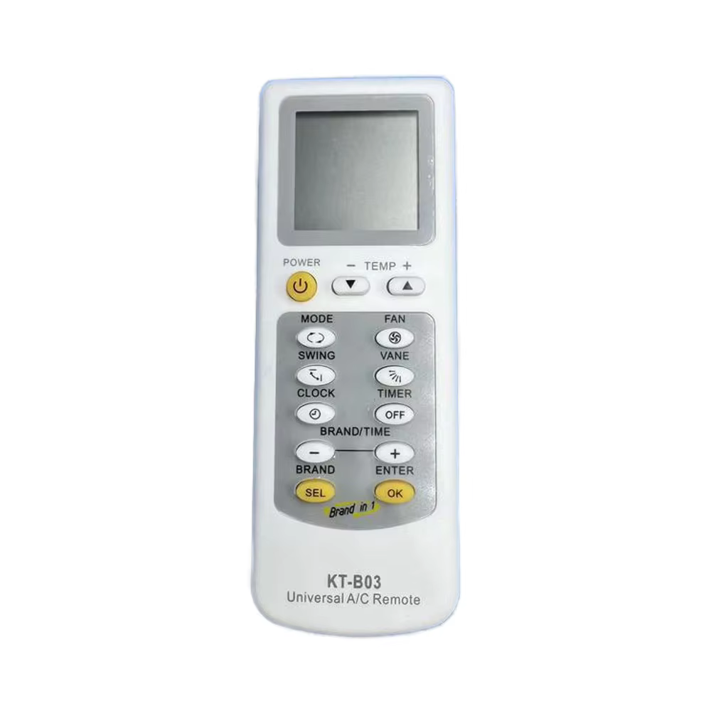 SYSTO KT-B03 <strong>QUNDA</strong> Waterproof Universal <strong>AC</strong> <strong>Remote</strong> Control with LED Fixed <strong>Code</strong> 4 Silicon Buttons FCC Certified Plastic Keypad