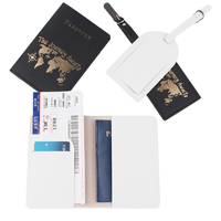Porte-passeport de voyage étanche et fin de luxe avec blocage RFID, ensemble d'étiquettes à bagages, étui en cuir PU, porte-monnaie, chaînes, minimaliste pour femme