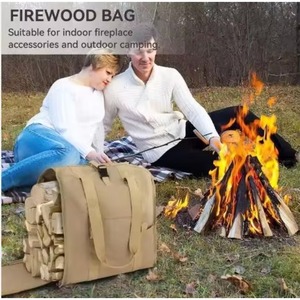 Free Sample Custom Heavy Duty New Design Canvas Firewood Packaging <b>Bag</b> Firewood <b>Storage</b> <b>Carrier</b> Waterproof Bulk Firewood Big - Product Image 6