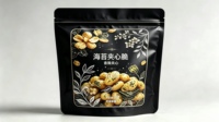 Sachet d'emballage alimentaire autoportant en PE scellé sur trois côtés, résistant à l'humidité, avec fermeture éclair facile à déchirer, finition brillante/mate pour snacks frais
