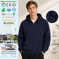 Sweat à capuche zippé pour homme avec logo personnalisé, en molleton bouclette tricoté, respirant, décontracté, pour l'hiver