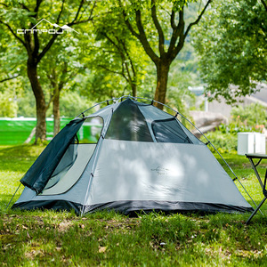 Tente de camping Campout pour 2-3 personnes, double couche, verte, imperméable, avec poteaux en fibre de verre, pour usage extérieur - Product Image 2