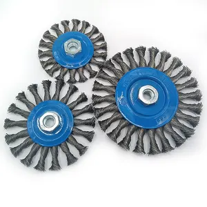 S SATC Durable Stainless Steel Blue Cup Brush Crimped Wire Wheel Brush For Polishing And Cleaning