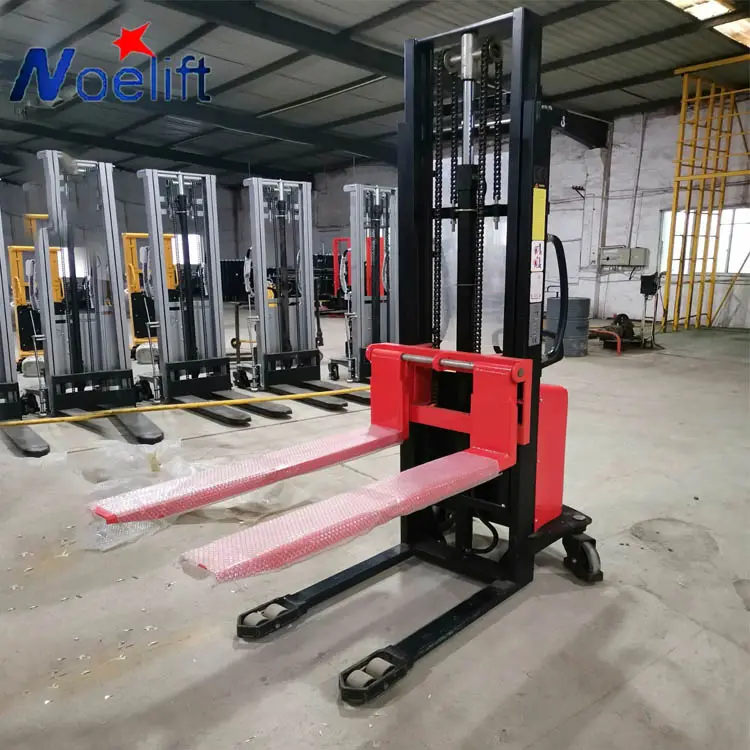 Semi auto elettrico stacker lato portata forcella 500kg stacker manuale