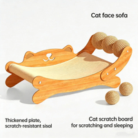 Hamac d'escalade pour chat en bois moderne et personnalisé avec jouets en boule de sisal, emballage carton durable pour usage intérieur