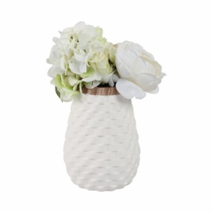 Vaso in ceramica rotondo testurizzato per l'arredamento del soggiorno, vaso in gres per fiori, per la casa, la camera da letto, l'ufficio, da posizionare su un tavolo. - Product Image 2