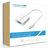 Convertisseur Mini DisplayPort vers VGA Mindpure 1080P 60Hz plaqué or ABS blanc pour MacBook Pro, Surface Laptop, projecteur