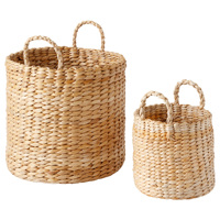 Panier rond de rangement en jacinthe d'eau tressé à la main, écologique et naturel