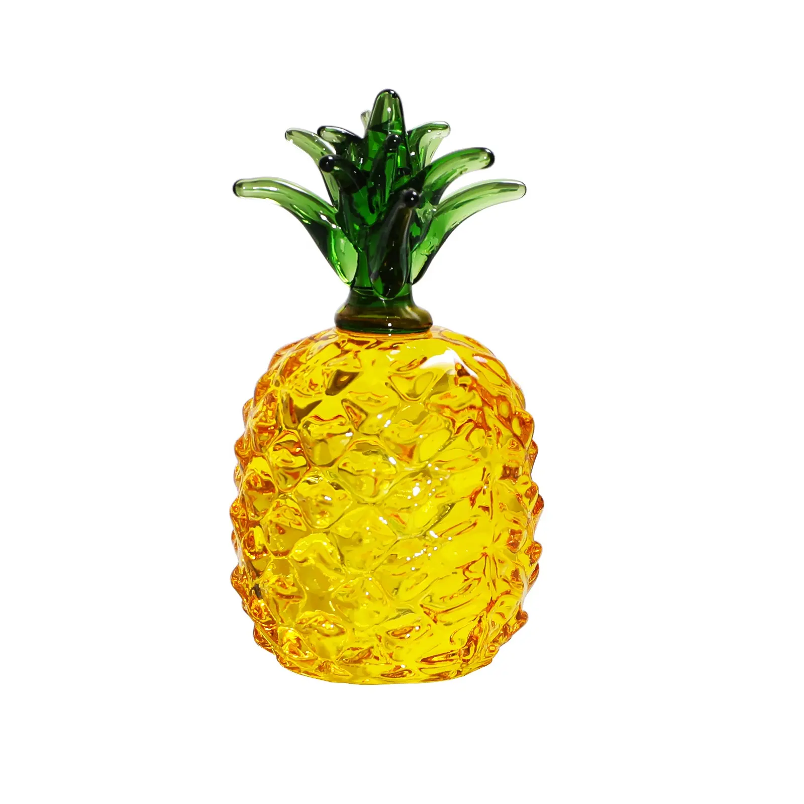 Crystal Yellow Pineapple Figurines Glass Fruit Paperweight Art Collection Handmade Craft Table