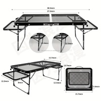 Table de camping pliable moderne en fer forgé - Mobilier d'extérieur léger pour pique-nique, plage et parc