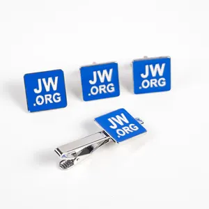 Groothandel Fancy Mode Aangepaste Vierkante Jw Org Logo Emaille Dasspeld Manchetknoop Metalen Revers Pin Badge