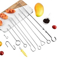 Brochettes réutilisables en acier inoxydable pour barbecue, four, camping et usage extérieur, avec crochets en S, pour maïs et autres aliments