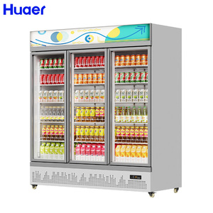 Réfrigérateur à boissons mobile, armoire réfrigérante 3 portes, réfrigérateur à boissons froides pour supermarché à vendre HR-1510LCM, réfrigérateur de présentation - Product Image 1
