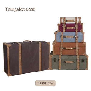 Mới cổ điển bằng gỗ lưu trữ hành lý Vali thân cây Bộ hình chữ nhật hình dạng cho trang trí nội thất - Product Image 2