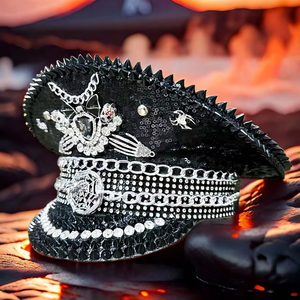 Sombrero <span class=keywords><strong>de</strong></span> Capitán Steampunk con Pedrería y Logotipo Personalizado, Bajo MOQ, Ideal para <span class=keywords><strong>el</strong></span> Día <span class=keywords><strong>de</strong></span> San Jorge y <span class=keywords><strong>el</strong></span> Festival <span class=keywords><strong>de</strong></span> la Rosa Roja - Product Image 3