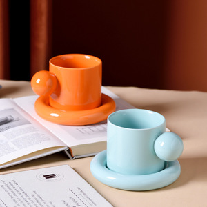 Set di Tazza da Caffè in Ceramica con Piattino e Manico a Sfera di Alta Qualità, Stile INS, Vendita Calda Lelyi - Product Image 5