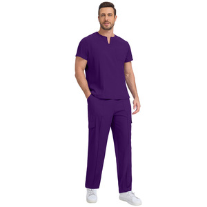 Tenue médicale unisexe légère et à séchage rapide, couleur unie foncée, pour clinique dentaire, infirmière, etc. - Product Image 4
