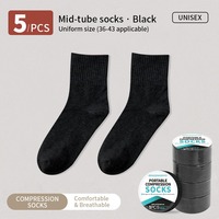 Chaussettes à lancer quotidien jetables en polyester bon marché Chaussettes mi-mollet de compression portable pour voyage d'affaires Hommes Femmes Sports de loisirs
