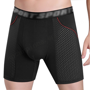 Calzoncillos bóxer con logotipo personalizado, ropa interior para hombre, malla transpirable, logotipo Jacquard, Calzoncillos Bóxer deportivos largos de diseñador para hombre - Product Image 1