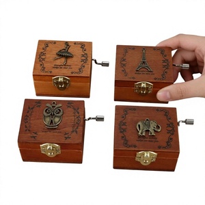 Caja de Música Mecánica de Madera Vintage con Manivela, Caja Decorativa para Recuerdos, Regalo de Cumpleaños, Navidad - Product Image 4