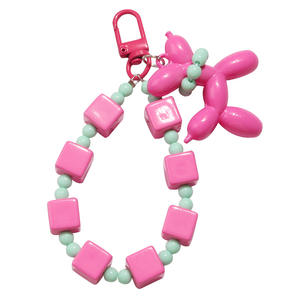 Nouvelle couleur unie perlée écharpe bulle chien en peluche porte-clés pendentif mignon coloré bloc accessoires sac décoration - Product Image 5