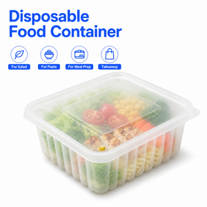 กล่องอาหารพลาสติก PP ขนาด 1100 มล. พร้อมฝาปิด สำหรับใส่อาหารกลับบ้าน บรรจุอาหารสำเร็จรูป สลัด พาสต้า และอาหารพร้อมรับประทาน - Product Image 1