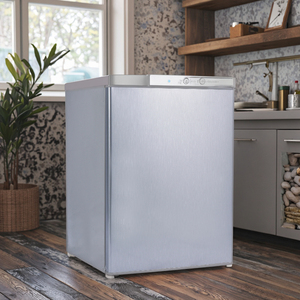 Réfrigérateur compact à porte unique à énergie solaire Petit réfrigérateur portable à congélateur en haut à piles CC Réfrigérateur solaire portable - Product Image 1
