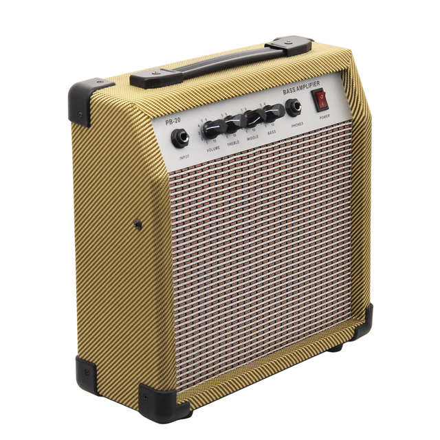 Electric Bass Amplifier Combo Practice Amp with 3 Band EQ Bass Middle Treble for Beginner Bass Guitar Players